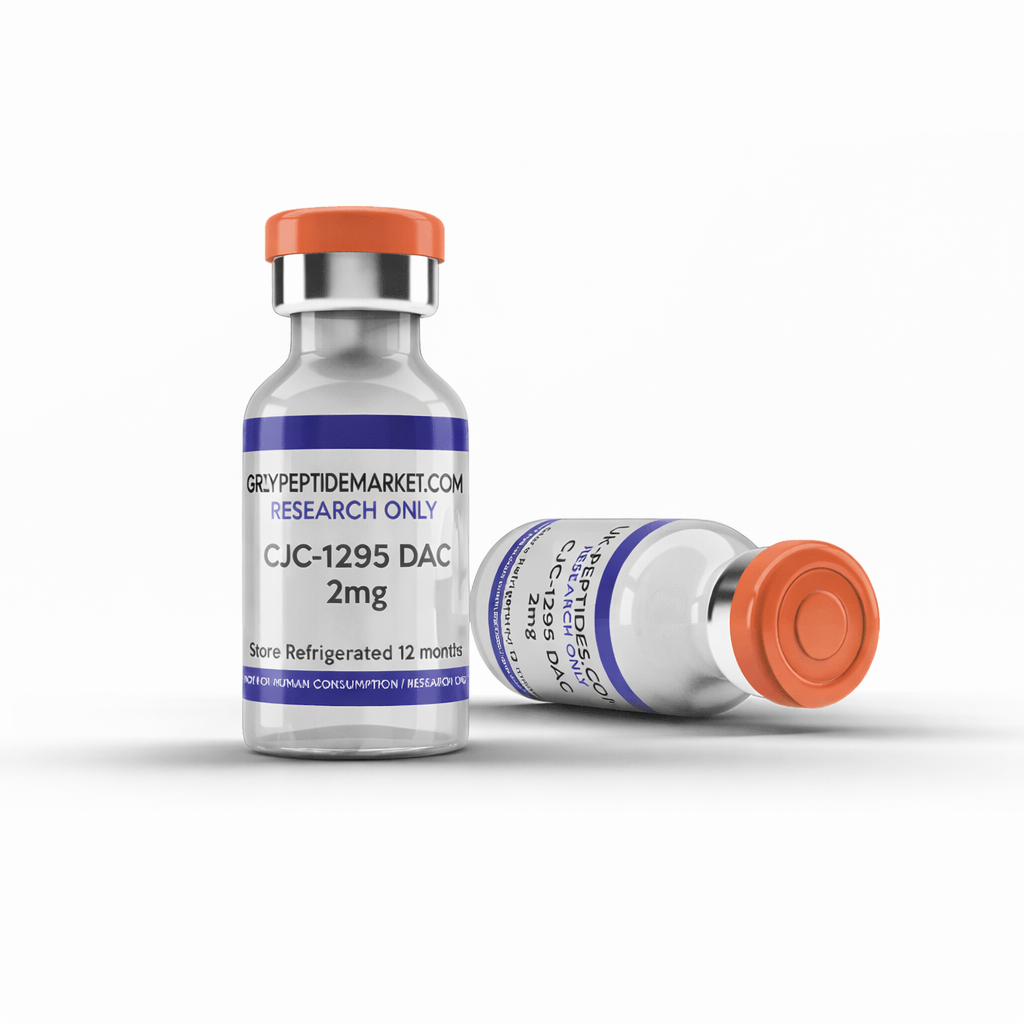 Clear glass vials with research labels peptides online